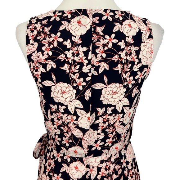 BANANA REPUBLIC | Navy Blue White Floral Print Faux Wrap Midi Dress NWT Sz 2 - Picture 10 of 15